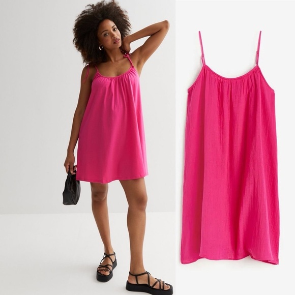 pink SLEEVELESS DRESS by H&M, 100% cotton, Size M